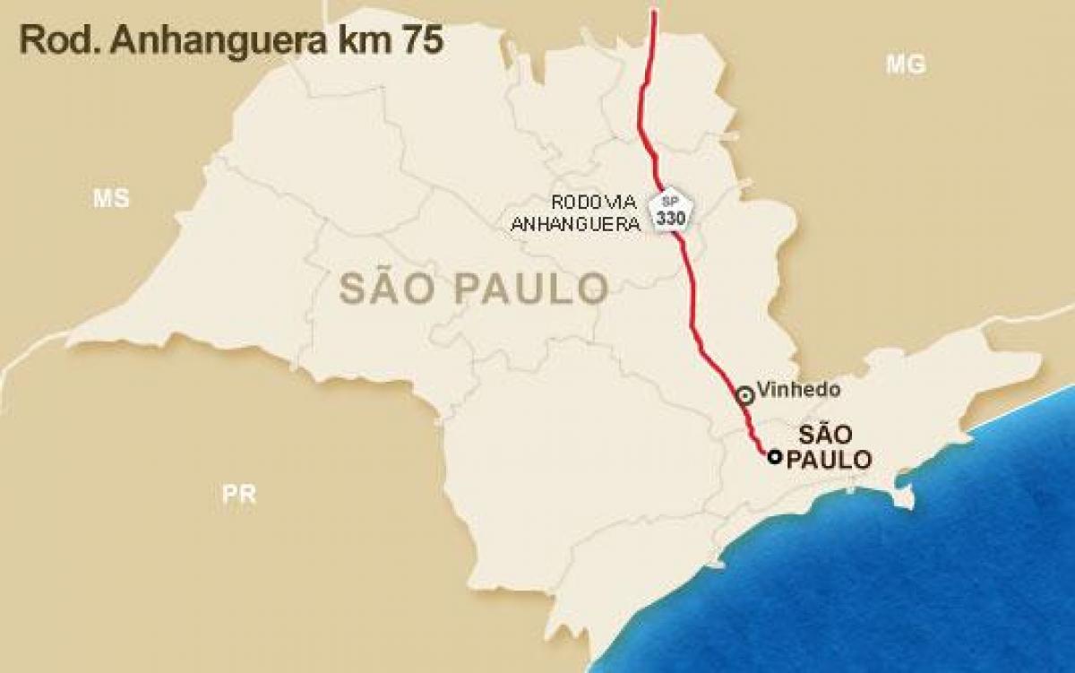 რუკა Anhanguera გზატკეცილი - SP 330
