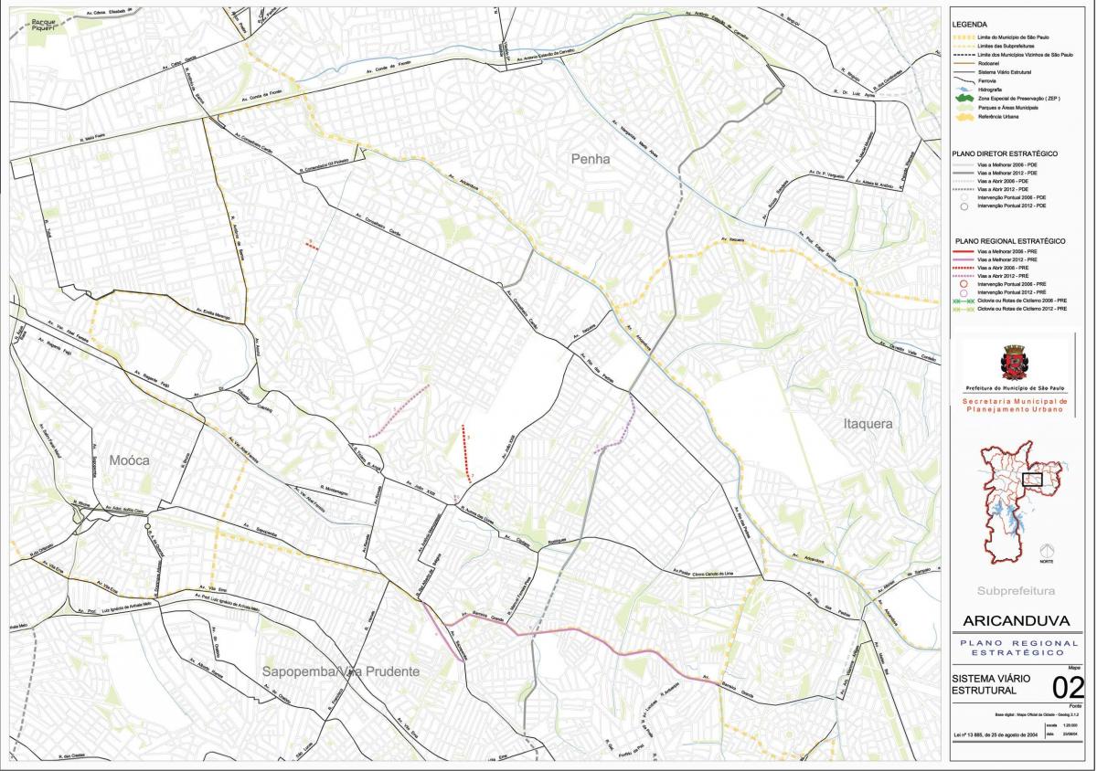 რუკა Aricanduva-ვილა Formosa São Paulo - გზები
