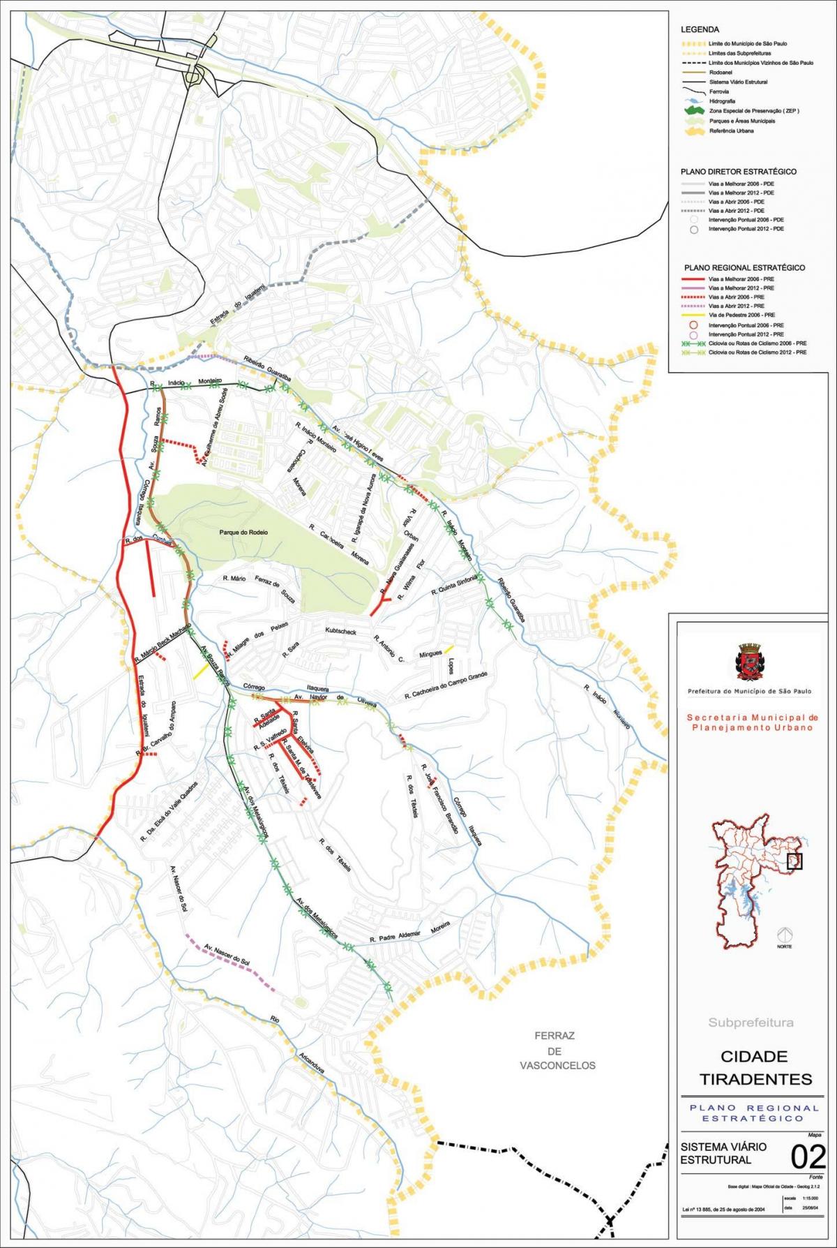 რუკა Cidade Tiradentes São Paulo - გზები