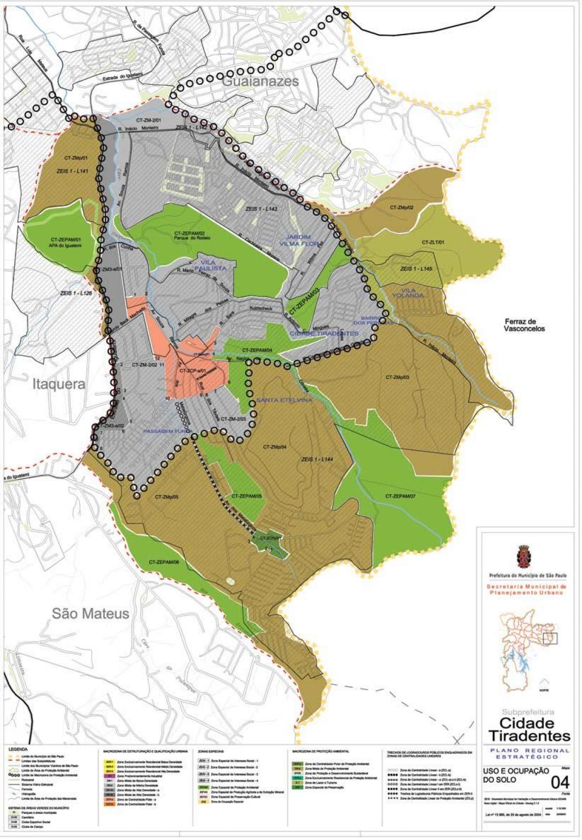რუკა Cidade Tiradentes São Paulo - ოკუპაცია ნიადაგის