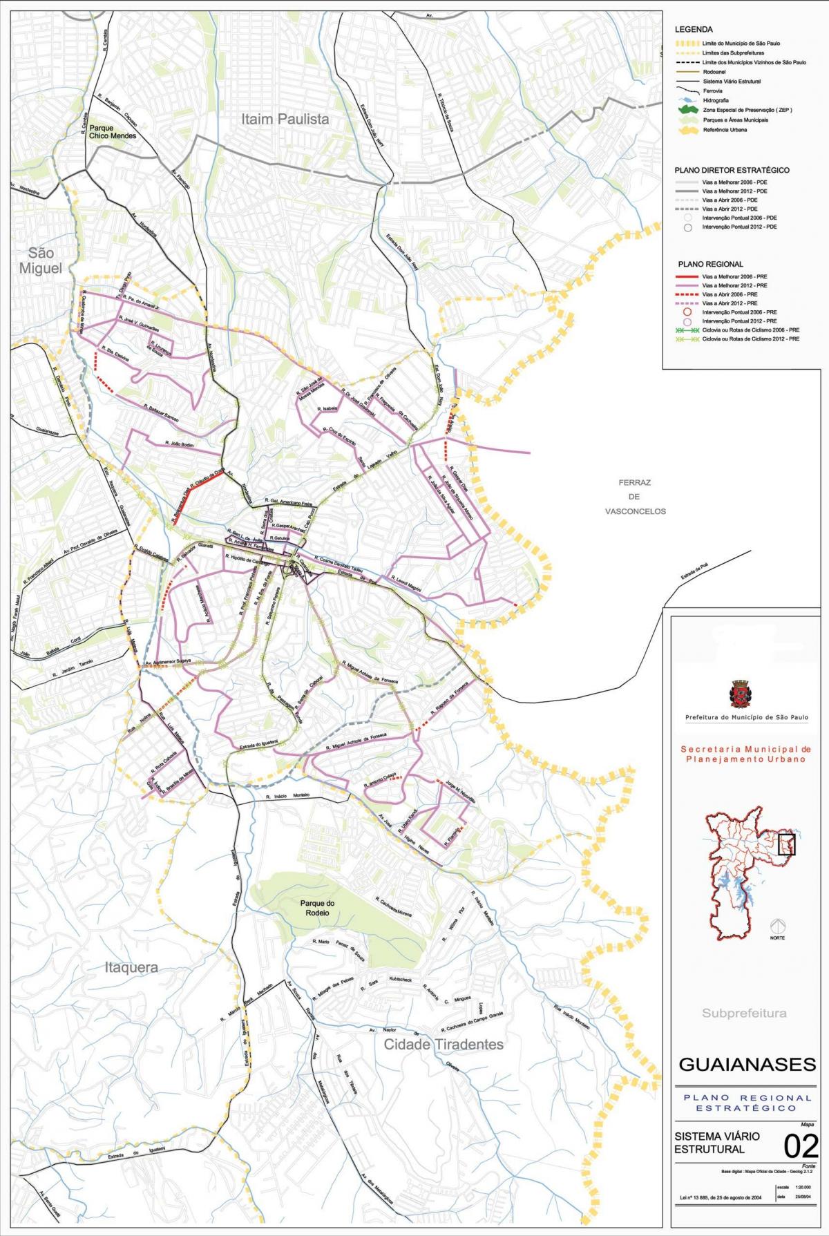 რუკა Guaianases São Paulo - გზები