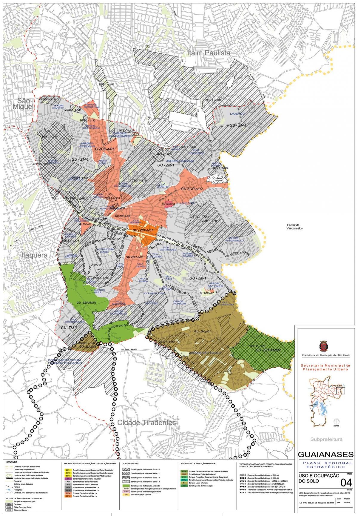 რუკა Guaianases São Paulo - ოკუპაცია ნიადაგის