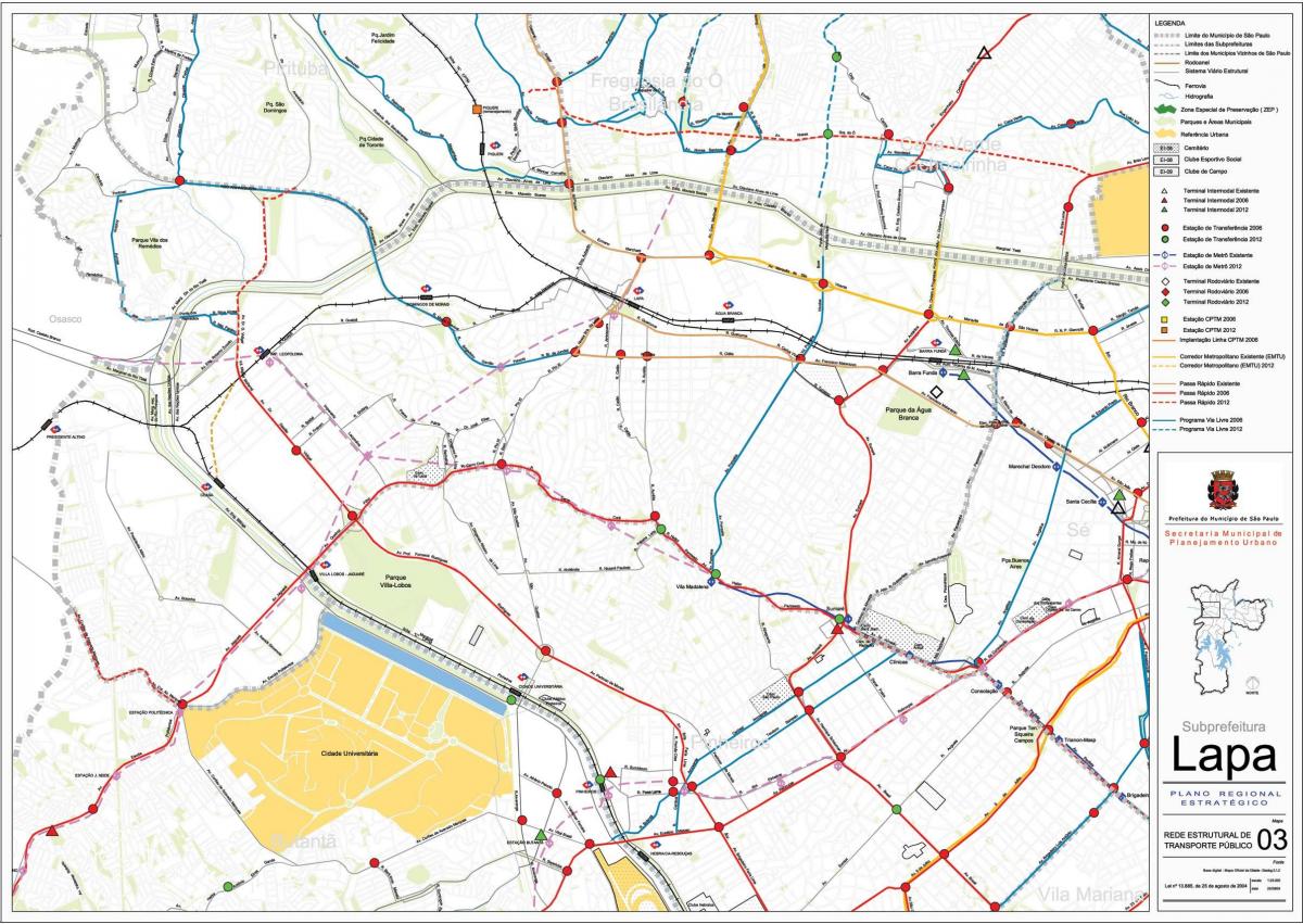 რუკა Lapa São Paulo - საზოგადოებრივი ტრანსპორტი