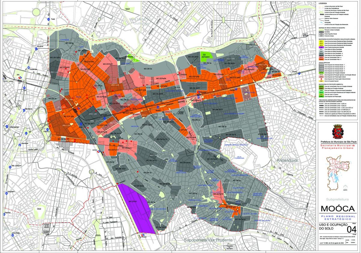 რუკა Mooca São Paulo - ოკუპაცია ნიადაგის
