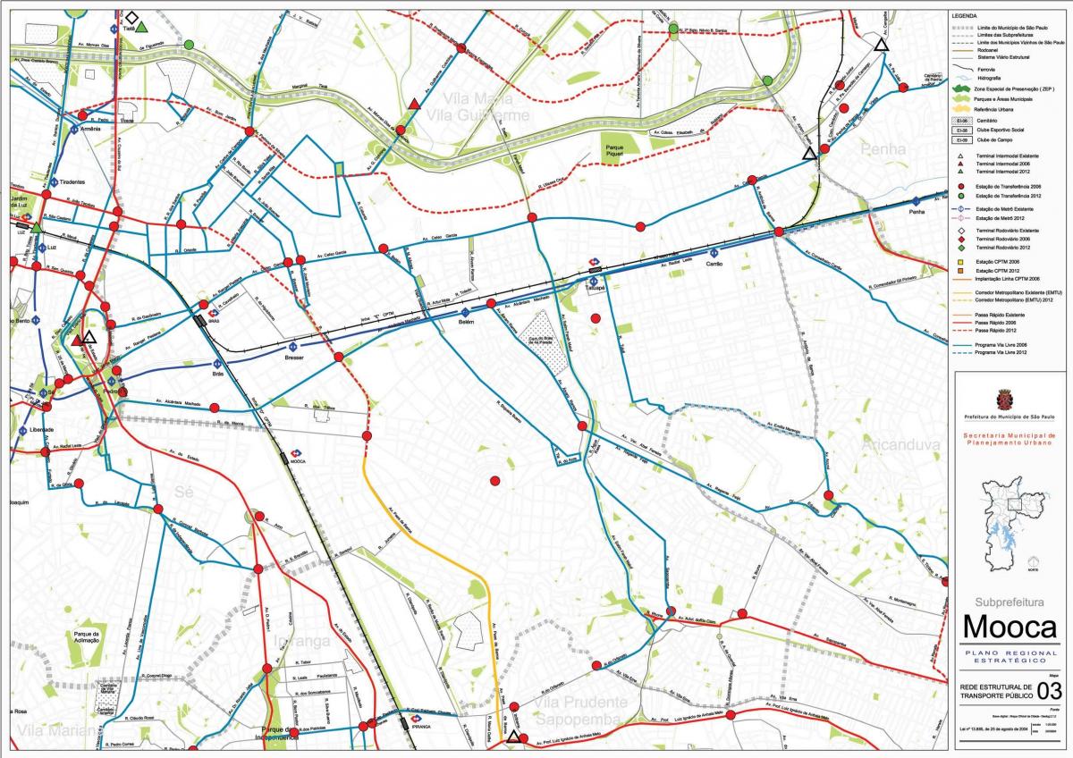 რუკა Mooca São Paulo - საზოგადოებრივი ტრანსპორტი