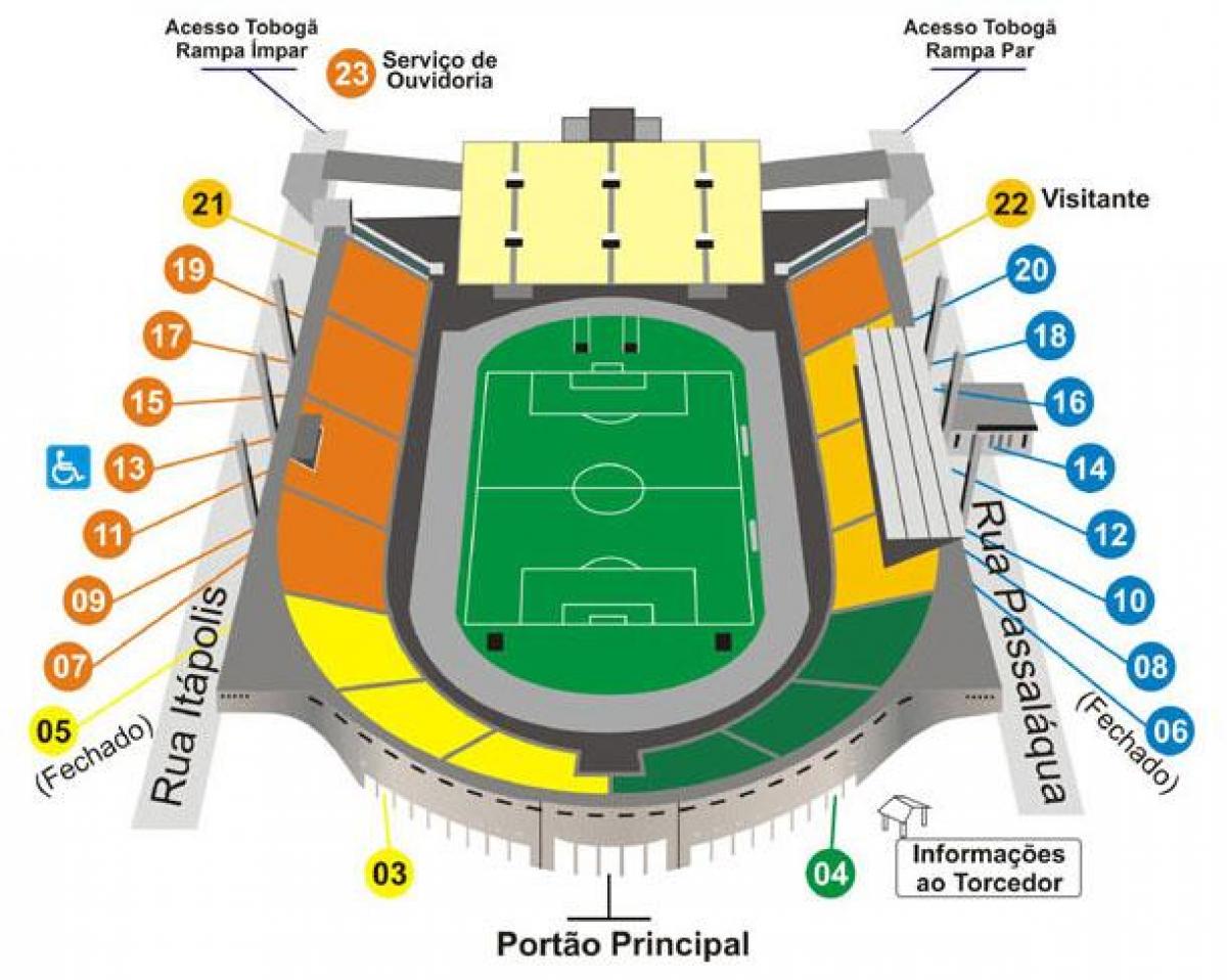 რუკა Pacaembu São Paulo სტადიონი