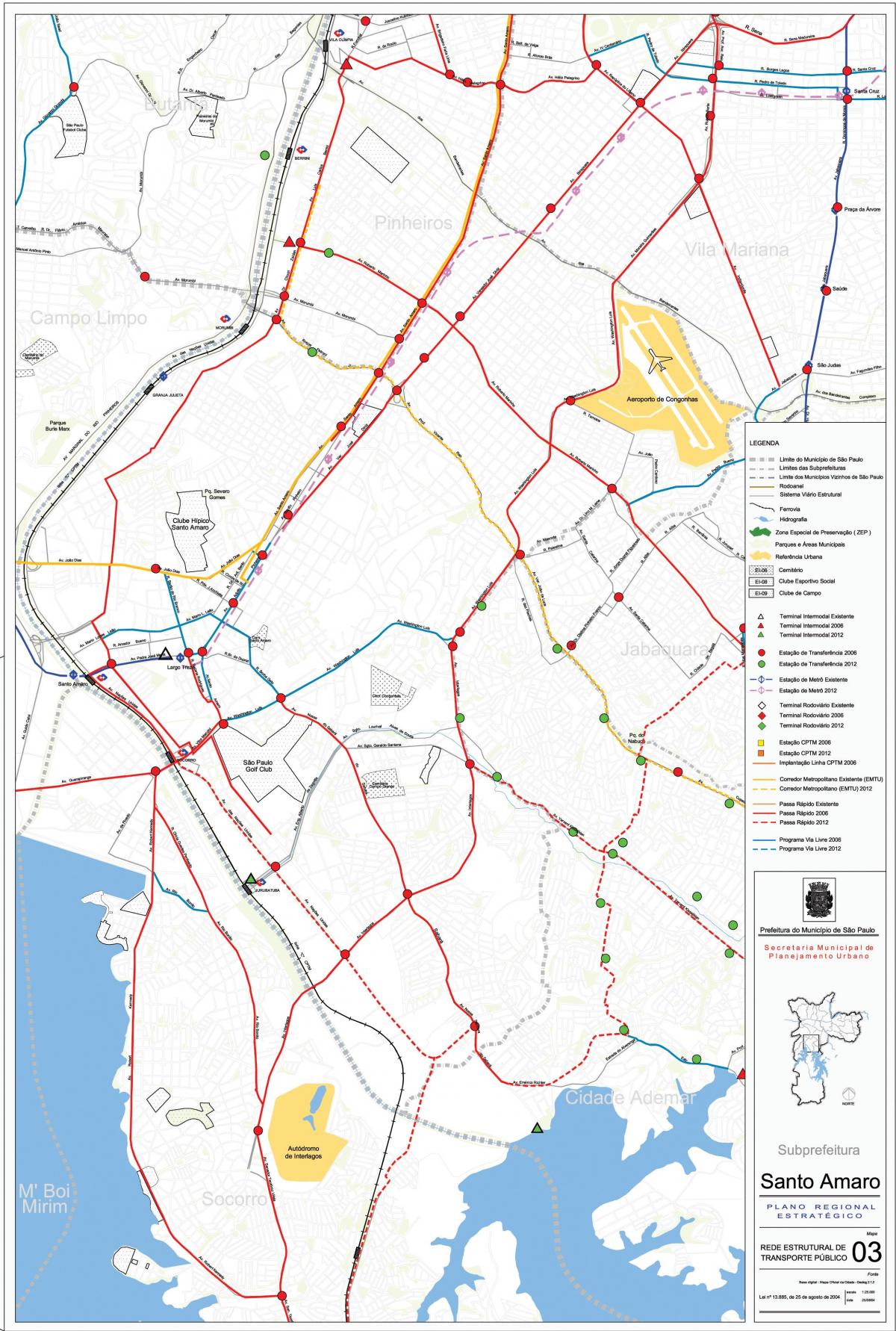 რუკა Santo Amaro São Paulo - საზოგადოებრივი ტრანსპორტი
