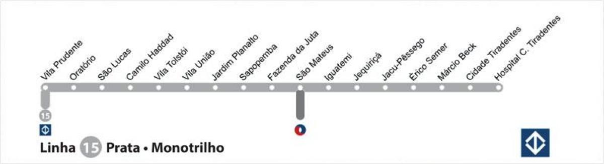 Map of São Paulo monorail - ონლაინ 15 - ვერცხლის