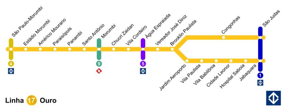 Map of São Paulo monorail - ონლაინ 17 - ოქრო