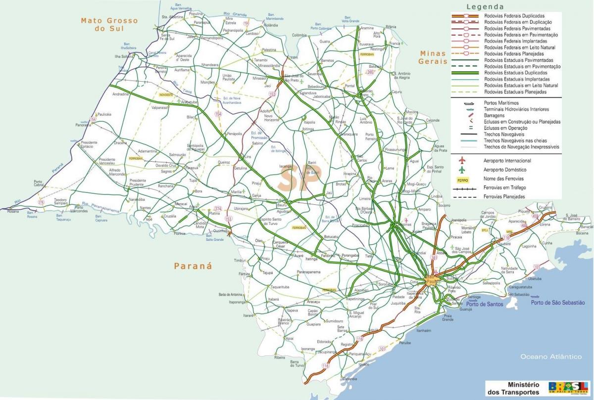 Map of São Paulo მაგისტრალების
