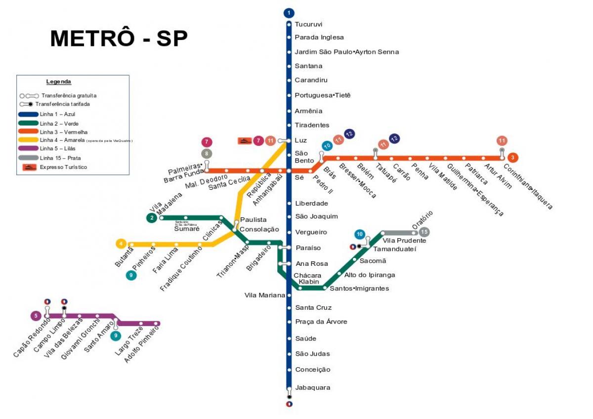 Map of São Paulo მეტრო