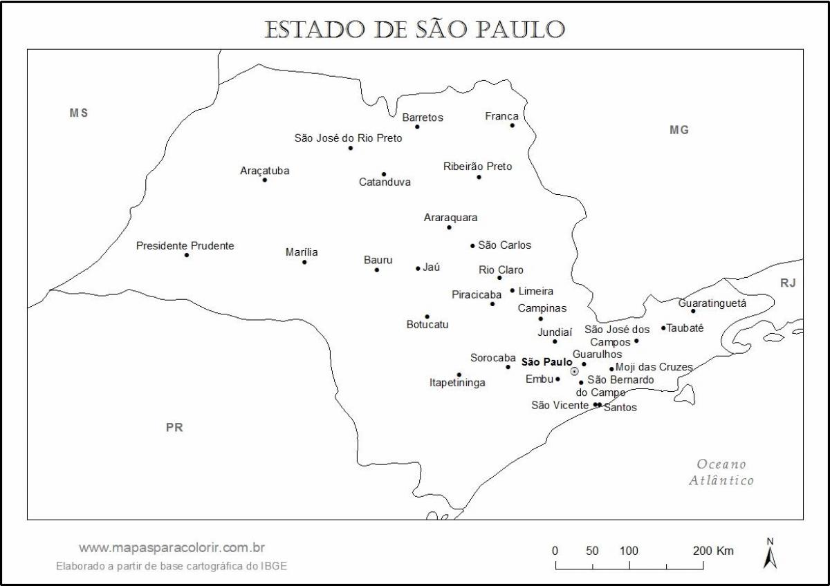 Map of São Paulo ქალიშვილი - მთავარ ქალაქებში