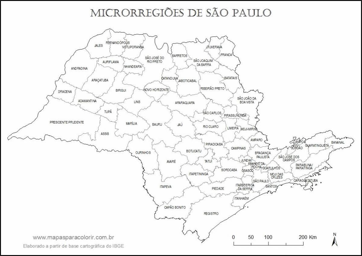 Map of São Paulo ქალიშვილი - მიკრო რაიონებს