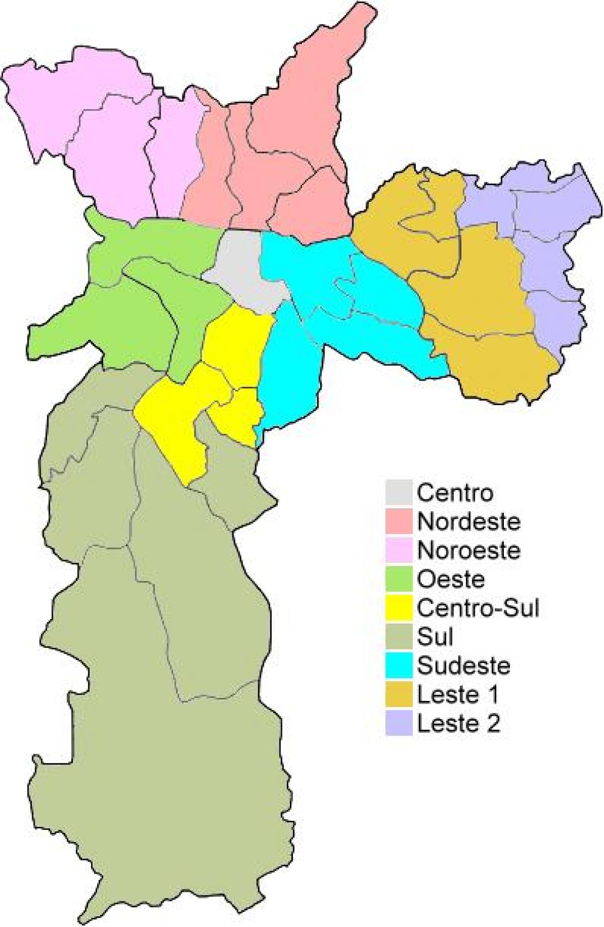 რუკა ადმინისტრაციულ რეგიონებში სან პაულო