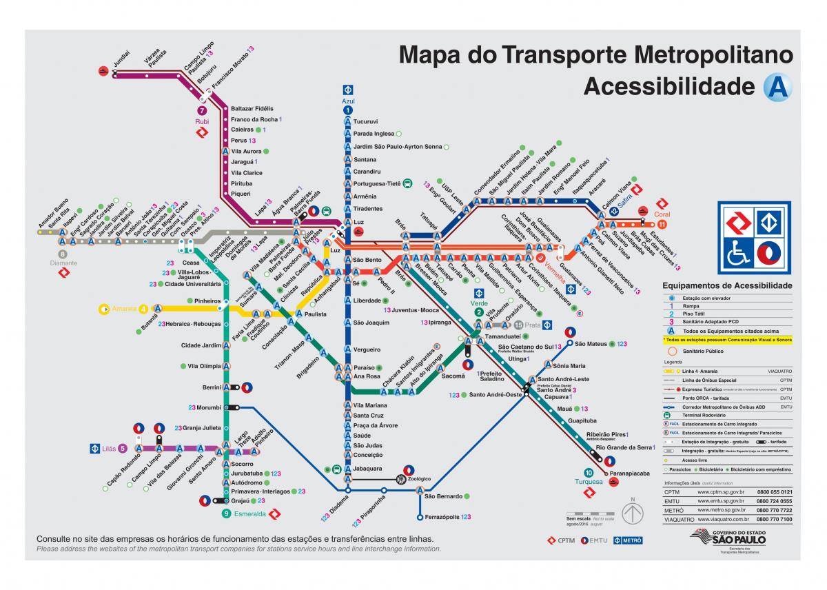 რუკა სატრანსპორტო Sao Paulo - შეზღუდული შესაძლებლობების მქონე ხელმისაწვდომობის