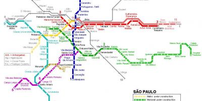 Map of São Paulo monorail