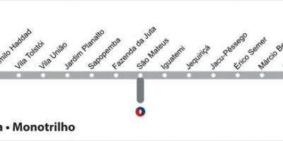 Map of São Paulo მეტრო - ონლაინ 15 - ვერცხლის
