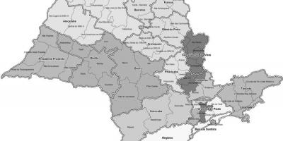 Map of São Paulo შავი და თეთრი