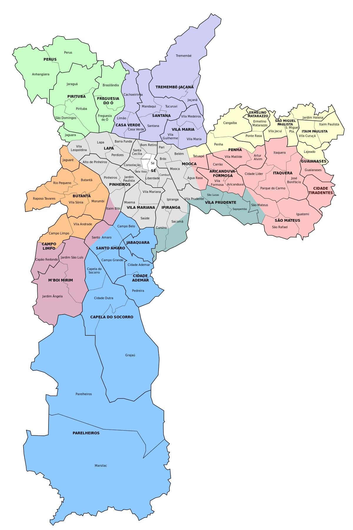რუკა ადმინისტრაციულ zone of São Paulo