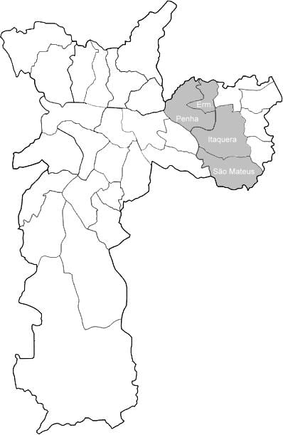 რუკა ზონაში Leste 1 São Paulo