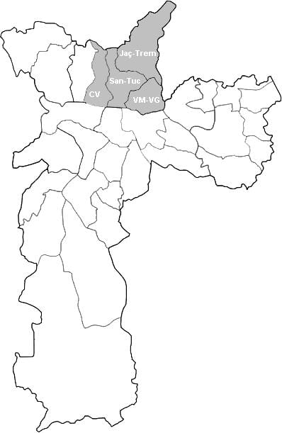 რუკა ზონაში Nordeste São Paulo