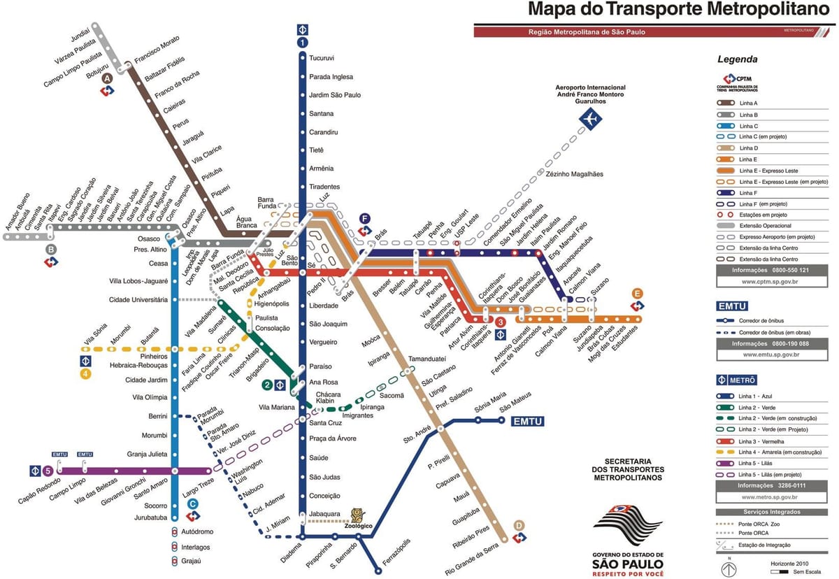 რუკა მიტროპოლიტი სატრანსპორტო of São Paulo