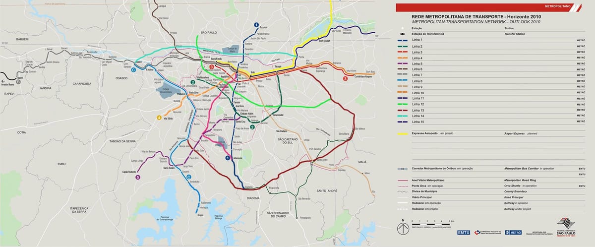 რუკა ქსელი სატრანსპორტო São Paulo