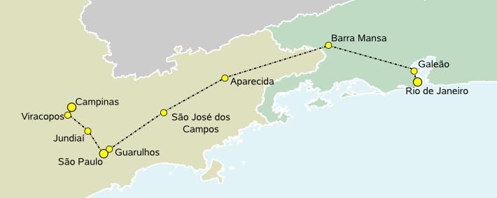 რუკა ჩქაროსნული მატარებელი São Paulo
