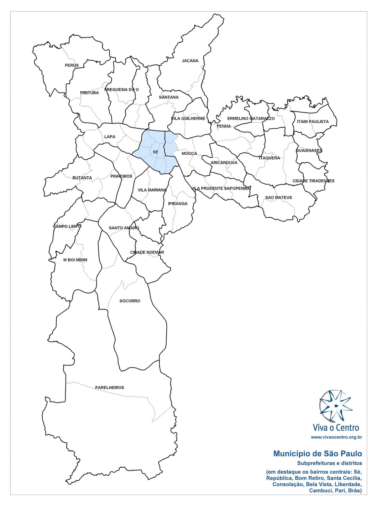 რუკა ცენტრალური ზონა São Paulo