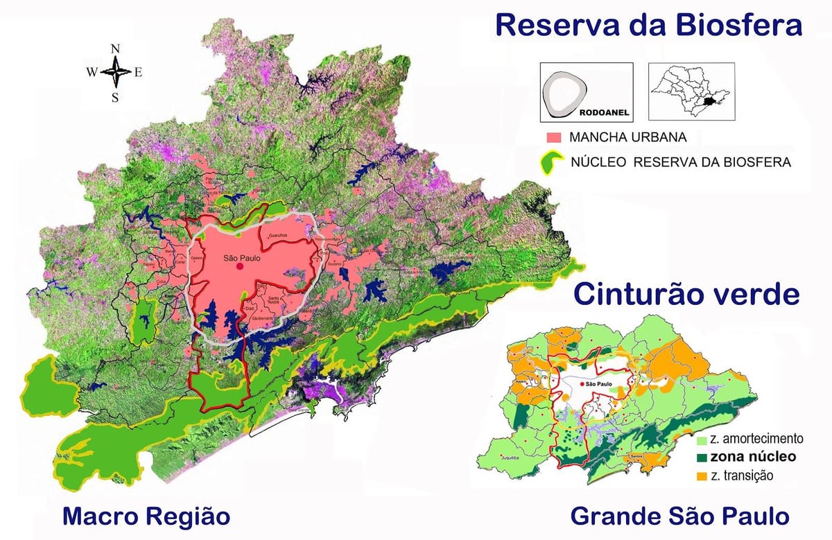 რუკა ბიოსფერული რეზერვის მწვანე ქამარი of São Paulo