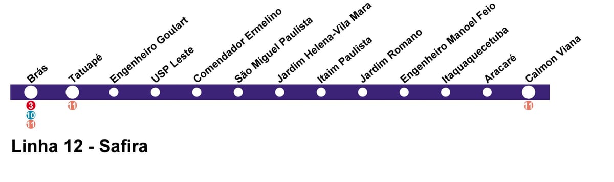 რუკა CPTM São Paulo - ონლაინ 12 - Sapphire