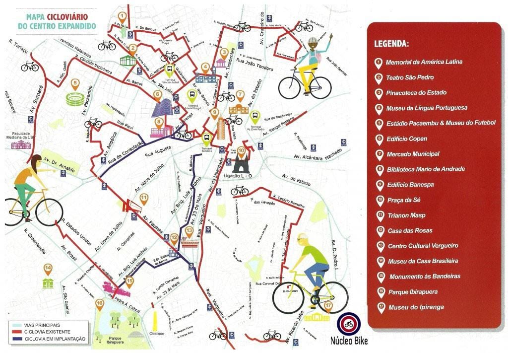 Map of São Paulo ველოსიპედით გეზი