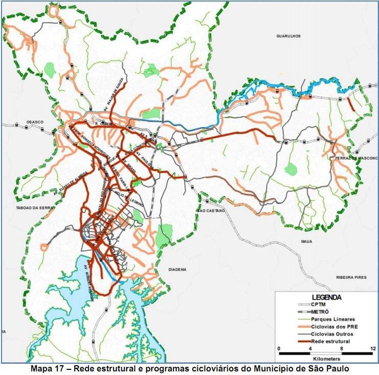 Map of São Paulo ველო ბილიკი