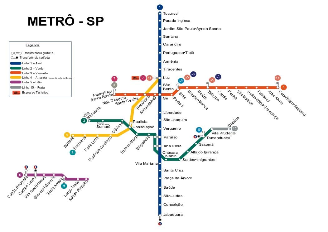 Map of São Paulo მეტრო