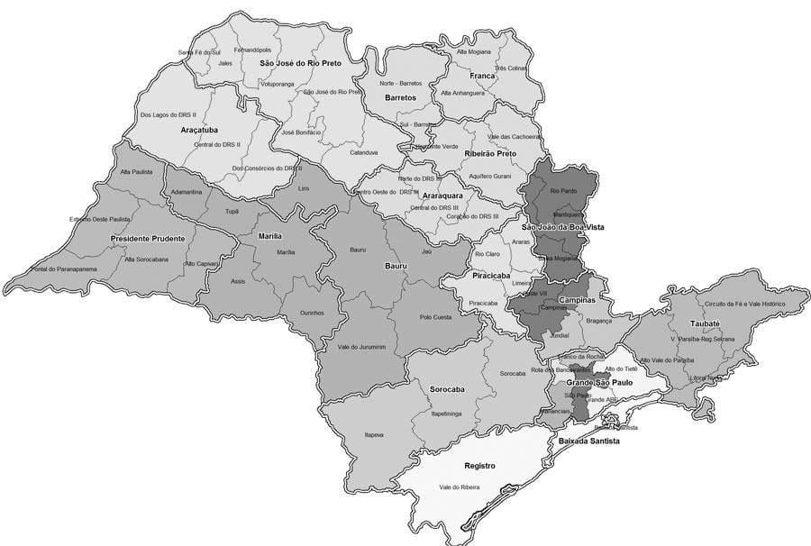 Map of São Paulo შავი და თეთრი