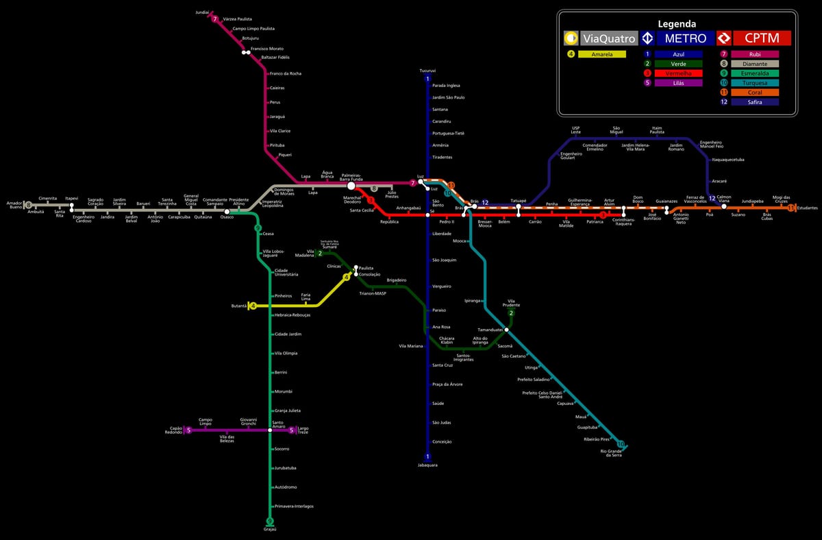 Map of São Paulo CPTM მეტრო