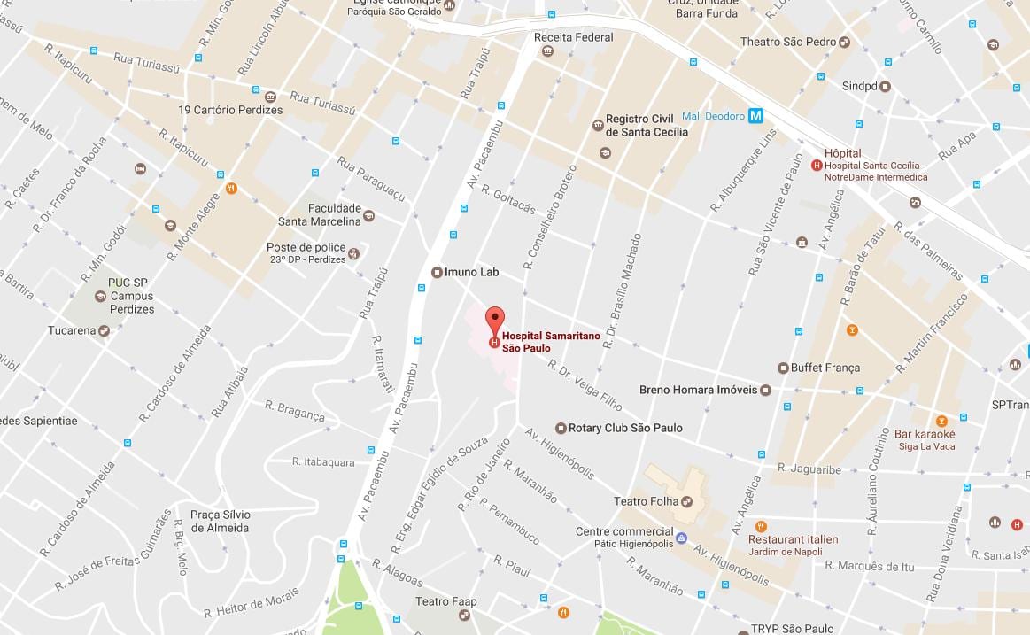 რუკა Samaritano São Paulo საავადმყოფოს