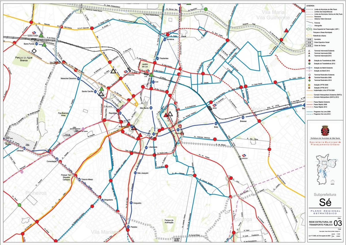 რუკა სა São Paulo - საზოგადოებრივი ტრანსპორტი