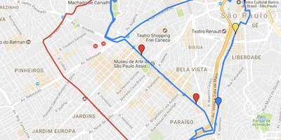 რუკა წრიული turismo São Paulo - ხაზები