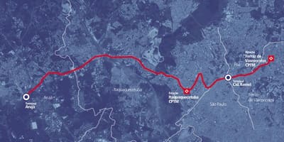 რუკა corredor BRT metropolitano Perimetral Alto Tietê