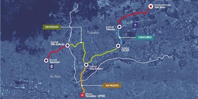 რუკა corredor Metropolitano Guarulhos - Tucuruvi