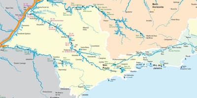 Map of São Paulo მდინარეები