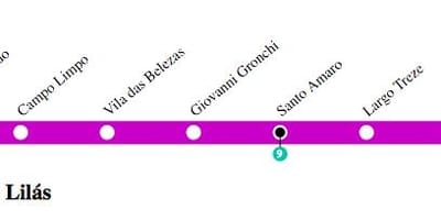Map of São Paulo მეტრო - Line 5 - იასამანი