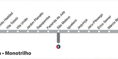 Map of São Paulo monorail - ონლაინ 15 - ვერცხლის