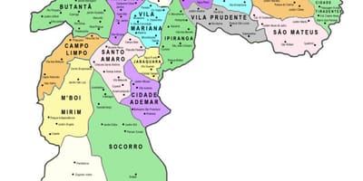 რუკა sub-prefectures São Paulo
